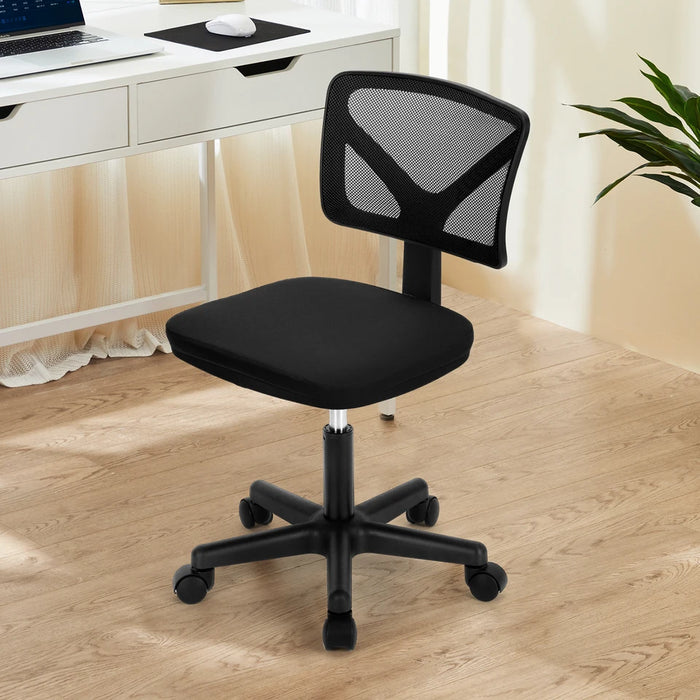 JHK Mesh with Lumbar Support Armless Office Chair Low Back with Wheels Adjustable Height 360° Rolling Swivel Computer Ch