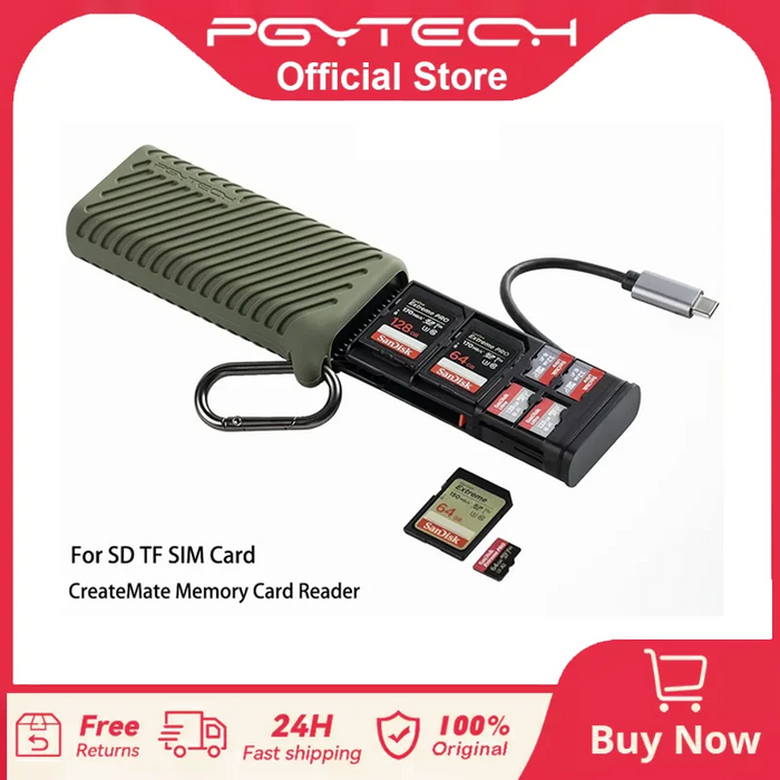 PGYTECH CreateMate High-Speed Memory Card Reader USB 3.1 Type-C Adapter SD/TF Dual-Slot Data Transfer Memory Card Reader