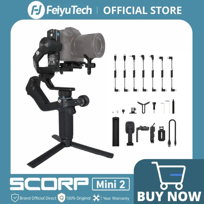 FeiyuTech SCORP Mini 2 Handheld Gimbal 3-Axis Mirrorless & Action Camera Smartphone with AI tracker Magnetic Fill, 1.2kg