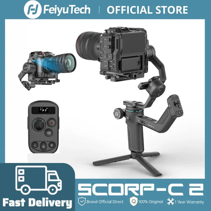 FeiyuTech SCORP C2 Camera Gimbal Stabilizer for DSLR & Mirrorless, Handheld Gimbal for Vlogging, AI Tracking, Vertical S