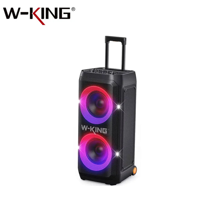 W-King T12 Portable Bluetooth Speaker Box with 370W Max Pro Sound,Light Show,Csb,Bass Boost, Wheels and Telescoping Hand