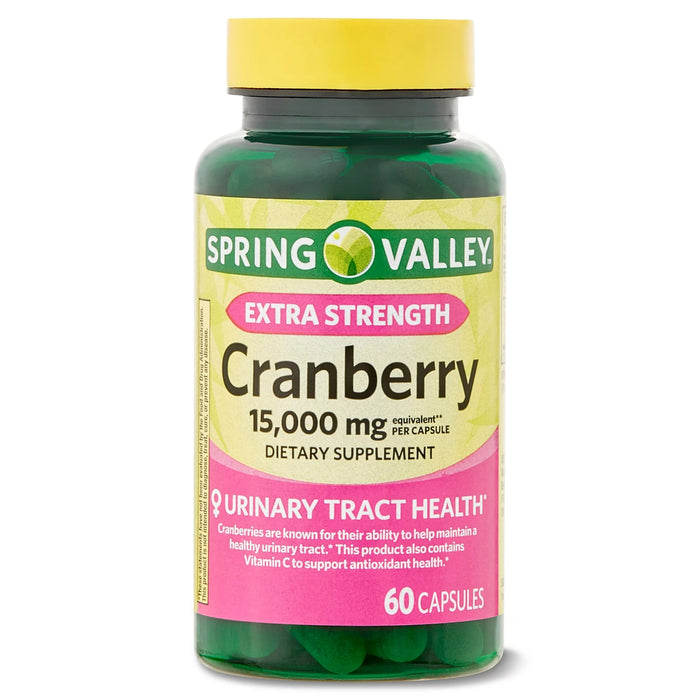 SPRING VALLEY Extra Strength Cranberry Dietary Supplement Capsules, 15,000mg, 60 Ct