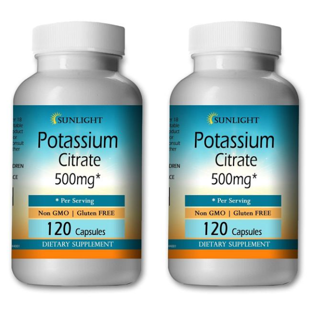 Potassium Citrate 500 mg Serving 240 Capsules - Gluten Free & Non-GMO 2 BOTTLES