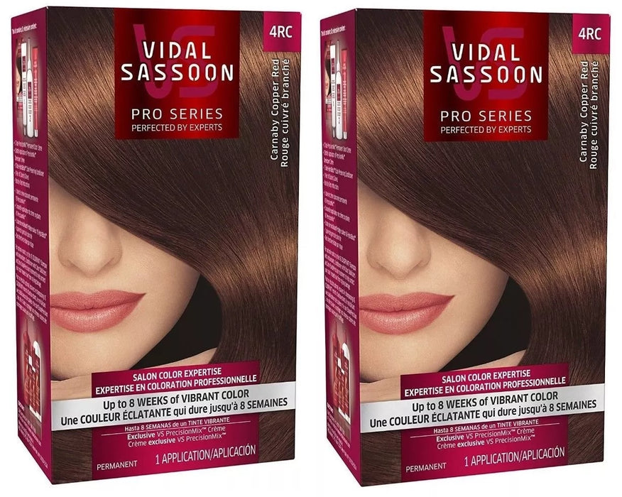 VIDAL SASSOON Pro Series Hair Color, 4RC Dark Copper Red, 1 Kit - 2packs