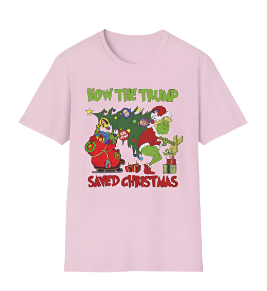 Christmas Trump T-shirt, How The Trump Saved Christmas Tee Shirt Grinch, Light Pink (2XL)
