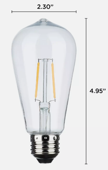 2 Pack LED Edison Filament String Light 2W =15W 120V Medium E26 ST19 Clear 2200K