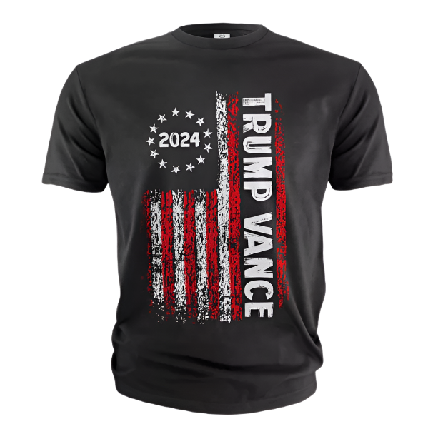 Trump Vance Shirt Election 2024 Shirt USA Flag Patriotic Shirt JD Vance Shirt - Black (XL)
