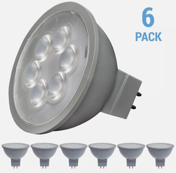 6 Pack 15 Degree Spot LED 12V 4.5W 35W MR16 2-Pin GU5.3 Gray 5000K Natural Light