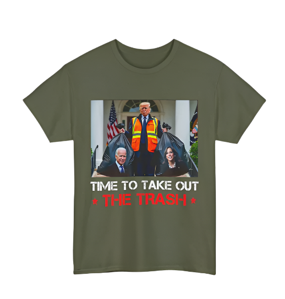Time To Take Out The Trash Trump Garbage Man Military Green Small T-Shirt