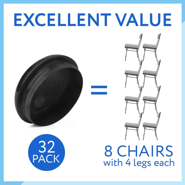 IMPRESA 32 Pack of 1.5-inch Patio Furniture Glides/Feet/Caps for Wrought Iron Outdoor Furniture - Protect Your Floor Surfaces from Scratches, Replacement for Eight Chairs Sliders