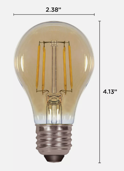 4.5W =40W Dimmable A19 LED Filament Vintage 20K Transparent Amber E26 Base Bulb