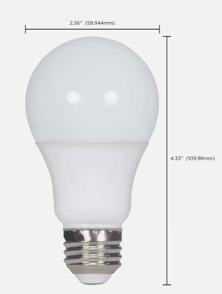 10W =60W Dimmable A19 Omni 800 Lumens LED 27K Warm White Frosted E26 Base Bulb