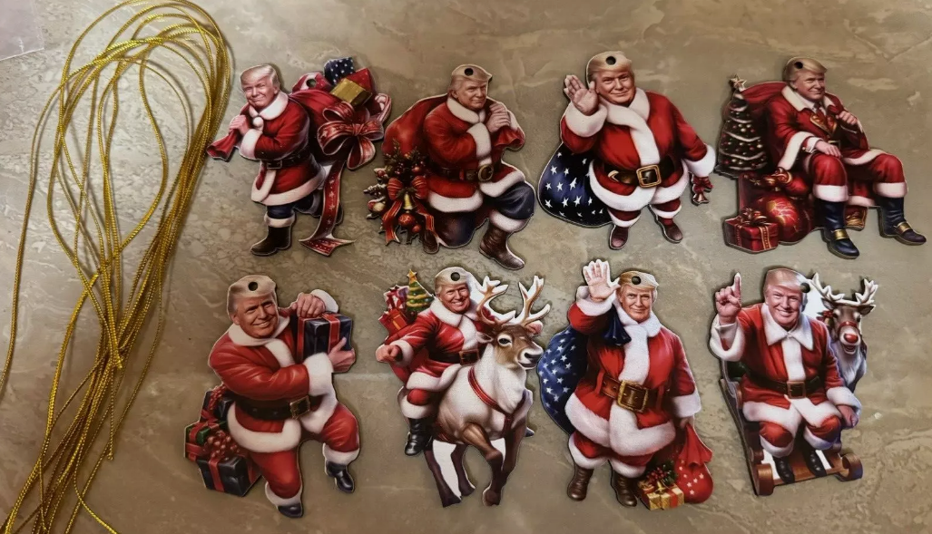 8 Piece Donald Trump Novelty Wooden Ornaments