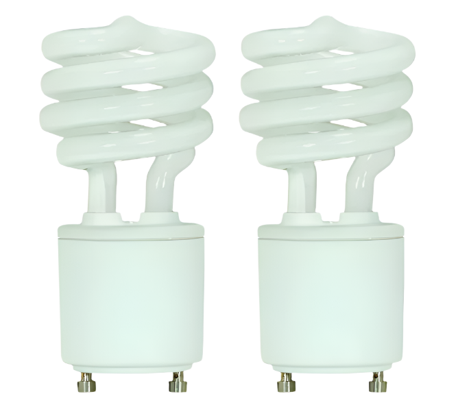 2 Pack Satco S8208 Spiral Compact Fluorescent Bulbs 13W T2 GU24 4100K Cool White