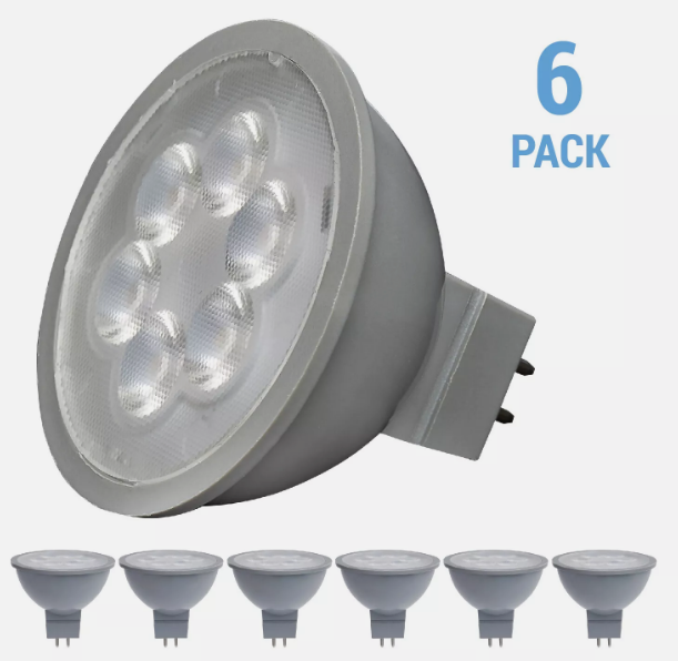 6 Pack 40 Degree Flood LED 12V 4.5W 35W MR16 2-Pin GU5.3 Gray 2700K Warm White