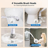 VOWEEK Electric Spin Scrubber with 4 Replaceable Brush Heads for Bathroom, Kitchen, Floor, and Tile