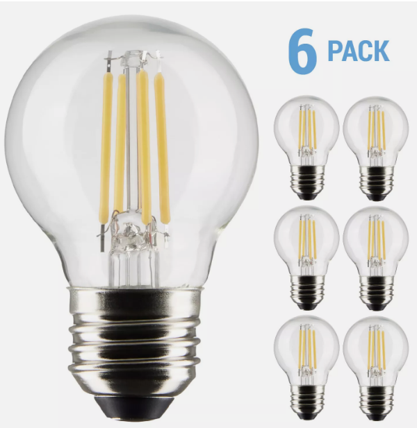 6 Pack Satco LED Filament 120V 5.5W =60W G16.5 Clear Medium E26 3000K Warm White