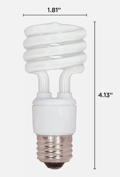 13T2/41 Compact Fluorescent Spiral Bulb 13W 120V T2 Medium E26 4100K Cool White