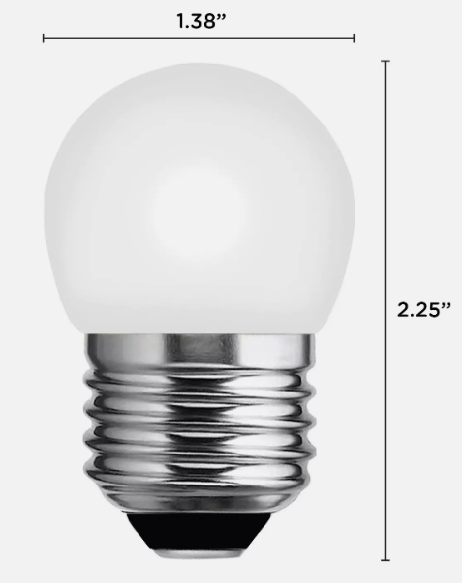 Satco S9161 Coated WHITE LED 1.2W =11W Globe S11 Non-Dimmable 120V Medium E26