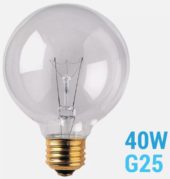 Bulbrite 331040 Globe Bulb 120V 40W Watt G25 Medium E26 Clear 2700K Warm White