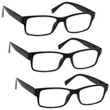 3 Packs Mens Large Designer Style Reading Glasses Spring Hinges UV Reader RRR11