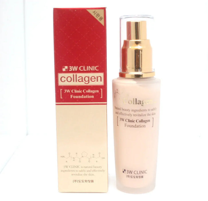 3W CLINIC / Collagen Foundation 50ml/ Perfect Cover BB Cream/ Korean Cosmetics (#21 CLEAR BEIGE)
