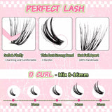 PAWOTENCE  Lash Extension Kit, 200pcs DIY Individual Lash Clusters with Bond and Seal, Eyel