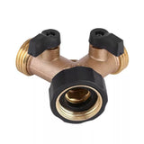 AJ Water Hose Splitter Heavy Duty 2 Way Solid Brass Y Valve Female Connector Garden