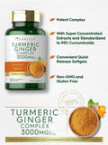 CARLYLE Turmeric Curcumin & Ginger Complex 2250mg Veggie Capsules - 120 Count