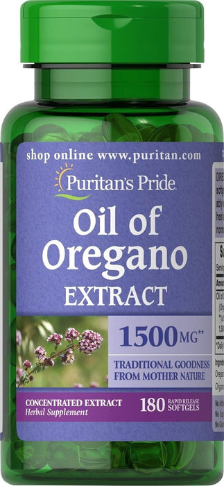 Puritan's Pride Oil of Oregano Extract 1500mg Softgels - 180 Count