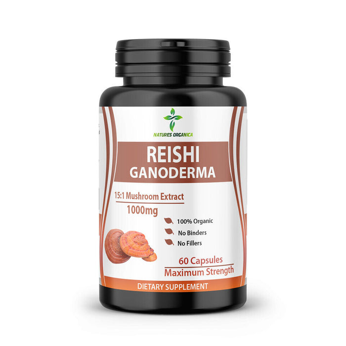 SMS Reishi Mushroom Pure Potent 15 1 Extract Lingzhi Ganoderma Capsules 60 organic