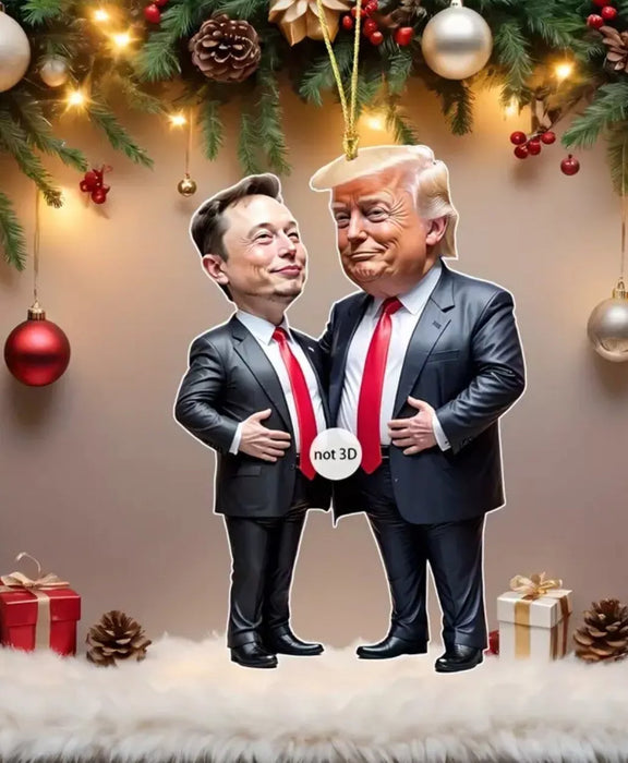 Elon Musk Donald Trump-Inspired Acrylic Christmas Ornament. New