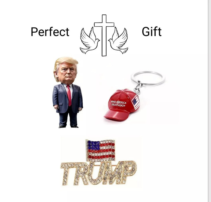 Donald Trump (3Pcs) 2024 Christmas Ornament ,Ceramic Tree Decor, Holiday Gift