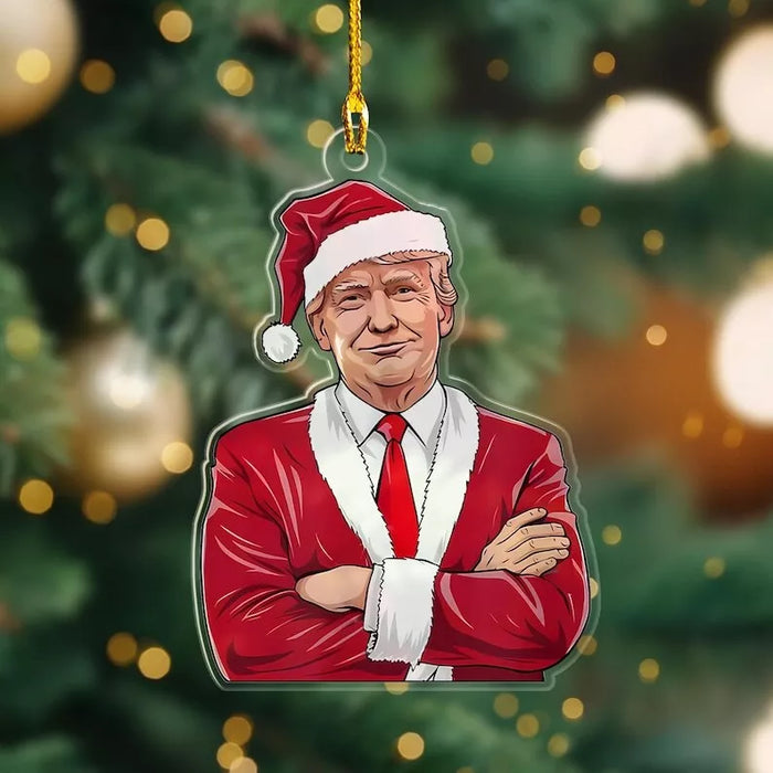 Santa Trump 2024 I'll Be Home For Christmas 47th President Shape Ornament