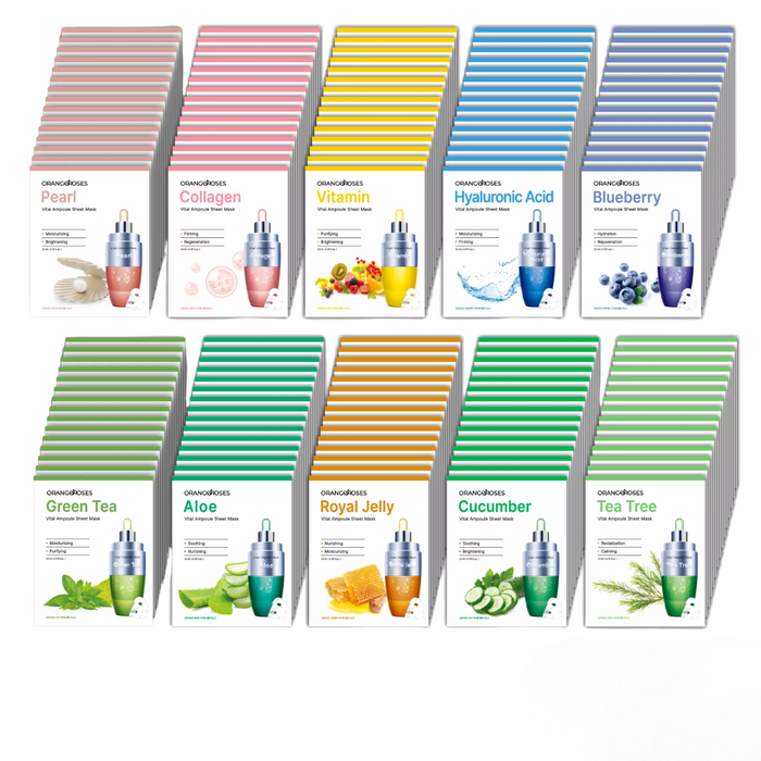ORANGEROSES 150 pcs Vital Ampoule Sheet Mask,Korean Cosmetic (15 x 10 type)