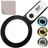 MAGNIPROS 30x LED Magnifying Glass with 3 Lighting Modes for Low Vision, Inspection, Coins