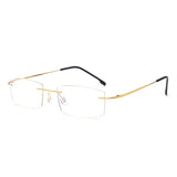 FELRES Metal Rimless Square Nearsighted Glasses For Men Ultralight Myopia Glasses