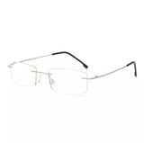 FELRES Metal Rimless Square Nearsighted Glasses For Men Ultralight Myopia Glasses