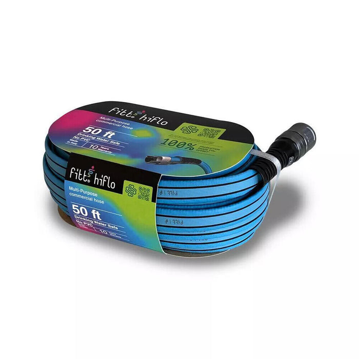 FITT HiFlo Water Hose 25ft, Multipurpose Garden Hose, Easy to Use and Long-lasting Performance, Light Blue