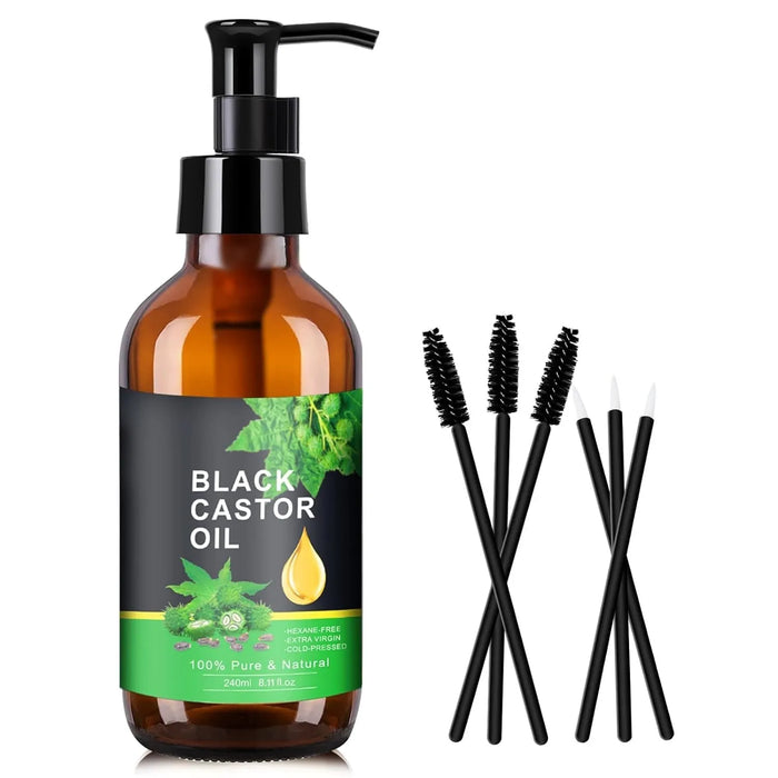 8oz Jamaican Black Castor Oil, Organic Castor Oil Cold Pressed in Glass Bottle