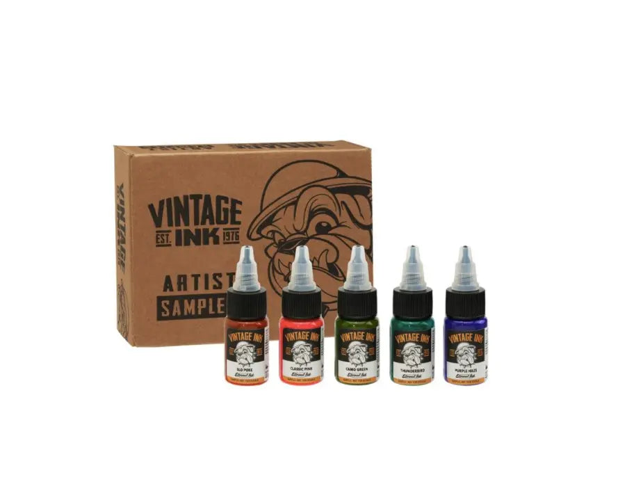 ETERNAL TATTOO INKS Vintage Ink Sample Set of 5 Colors 1/2 Bottles