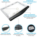 MAGNIPROS [Rechargeable] 5X Large Ultra Bright LED Page Magnifier with 3 Color Light Modes