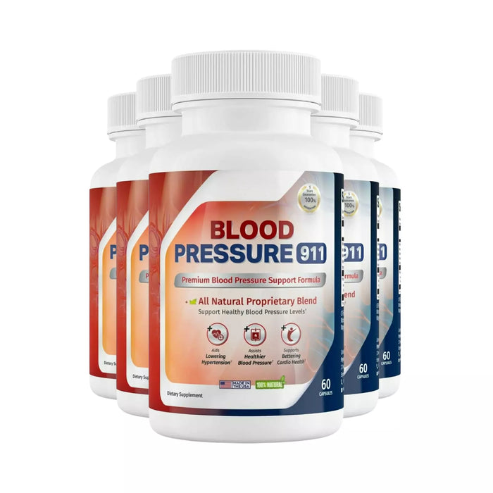 BLOOD PRESSURE 911 5-Pack Blood Pressure 911 Supplement Pills Natural dietary Supplement - 300 Caps