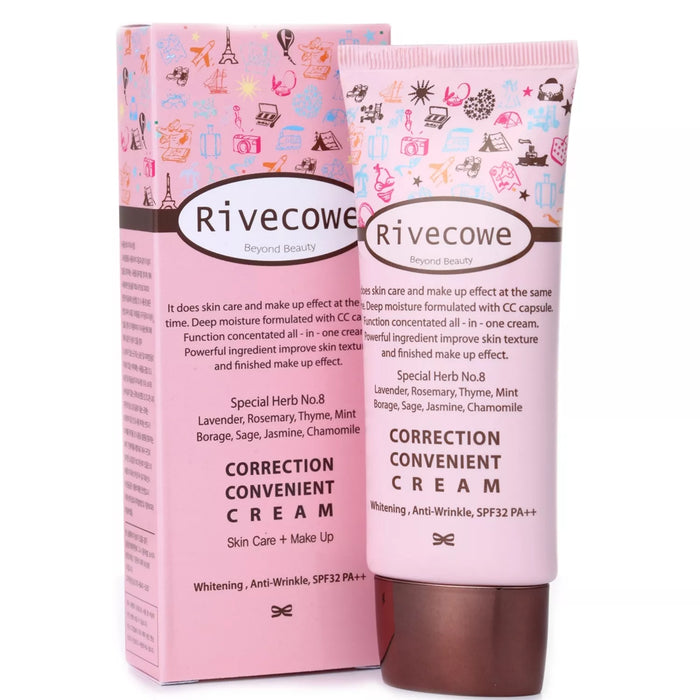 RIVECOWE CC Cream Skincare SPF40 Anti Wrinkle Whitening Skin Tone