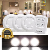 Wireless StickOn Puck LED Night Light Bright Remote Battery Under Cabinet Closet