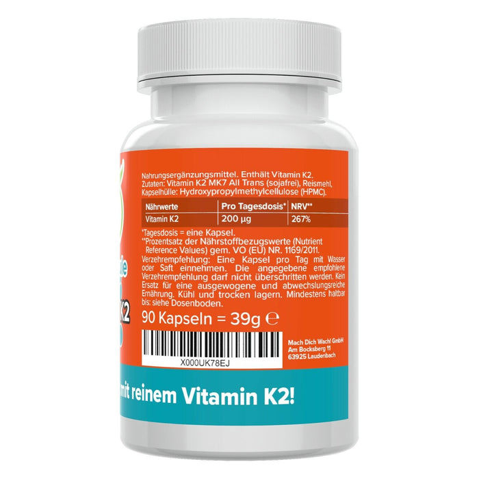 VITAMIN OWL K2 Capsules - 200μg MK7 All Trans Vegan - High Dose