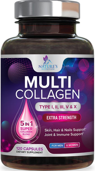 NATURE'S NUTRITION Collagen Peptides 1000mg Capsule - 60 Count