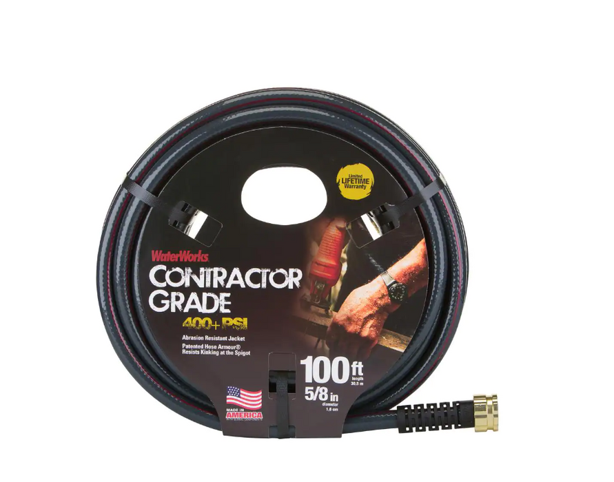 WATERWORKS 5/8 In. Ft. Heavy Duty Contractor Water Hose Watering - Black