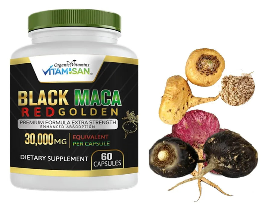 Organic vitamins Black Maca Negra red gold Capsules Peruvian Antioxidant Booster