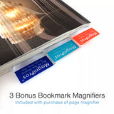 MAGNIPROS 3x (300%) Page Magnifying Lens With 3 Bonus Bookmark Magnifiers for Reading